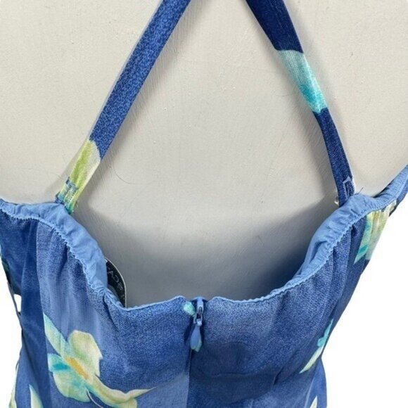 Vintage Hugo Buscati Victorias Secret 14 Wrap Sun Dress Maxi Floral Blue New - Picture 6 of 14